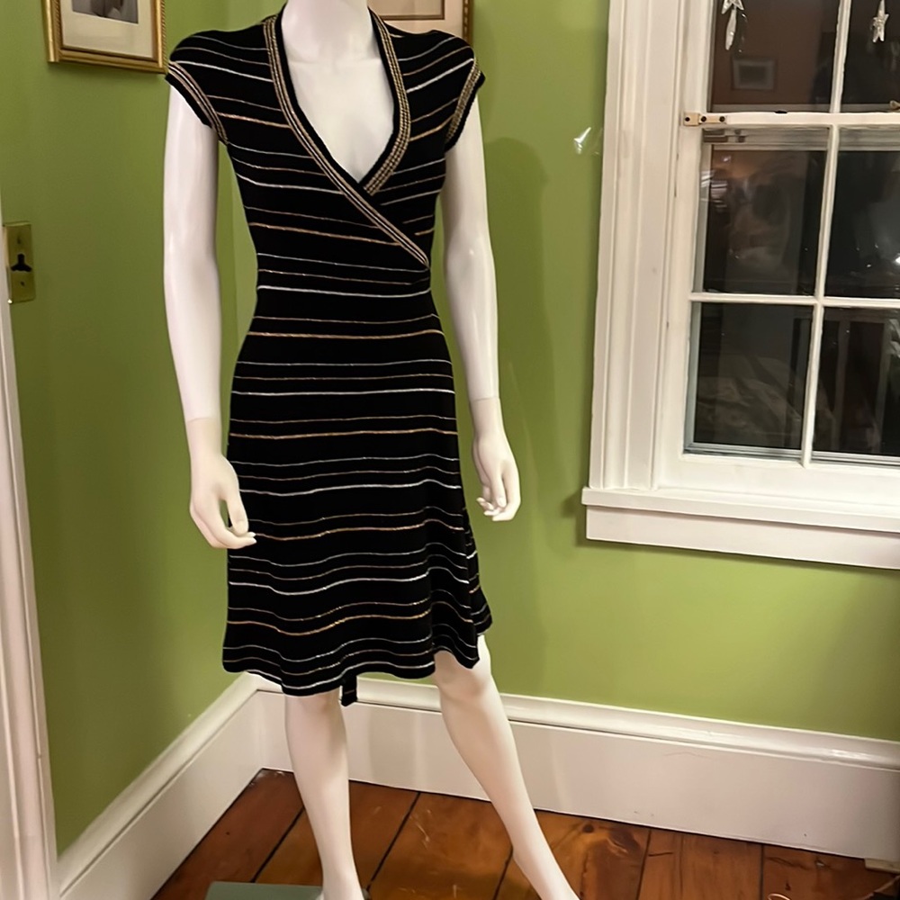Clovis Ruffin “Ruffinwear” vintage 70s  metallic knit wrap dress